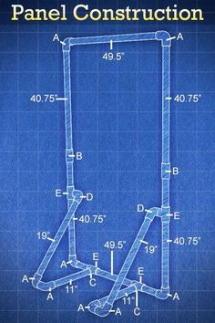 a blueprinted drawing of a frame for construction, with the words panel construction on it