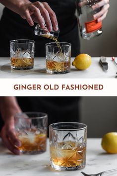 the process of making ginger old fashioned cocktails