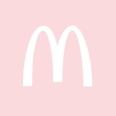 a mcdonald's logo is shown against a pale pink background with white outlines