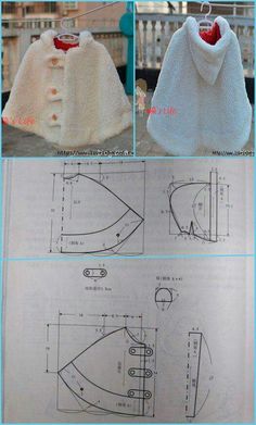 the instructions to make a ponchy cape with hoods and buttons on it