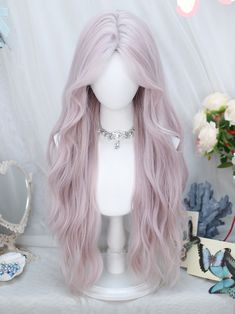 Transform your look with this stunning Light Pink Synthetic Wig. This wig features a generous 70cm length, cascading in soft, romantic waves that add a touch of ethereal elegance to any outfit. The delicate curtain bangs frame your face perfectly, adding a playful and youthful charm. Garment Size SizeFree SizeHair Length70 Cute Wigs, Pretty Hair Cuts, Cool Hair Designs, Light Pink Hair, High Quality Wigs, Cosplay Hair, Hair Color Crazy