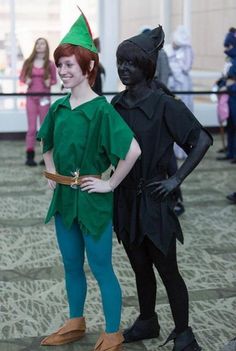 two people dressed up as peter pan and shadow from the movie tinkerbells