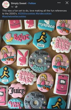 some cookies that are on top of each other with the words bride and baby written on them