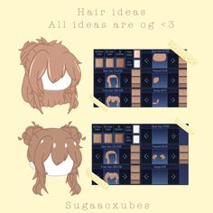 an anime character's hair is shown in three different angles and the text says, hair ideas all ides are og = > 3