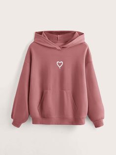 Teen Girls Heart Print Pocket Front Hoodie Dusty Pink Casual  Long Sleeve Fabric Heart Pullovers Slight Stretch Spring/Fall Teen Girls Clothing, size features are:Bust: ,Length: ,Sleeve Length: Kids Fall Outfits, Dressy Skirts, Stylish Hoodies, Girls Fall Outfits, Heart Hoodie, Casual Sweatpants, Cute Hoodie, Fall Kids