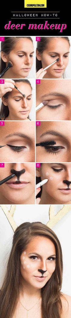 Halloween How-to: Deer Makeup: Halloween Schminke, Halloween Make-up Looks, Deer Costume, Halloween Makeup Tutorial, Halloween Makeup Easy, Trendy Makeup, Halloween Makeup Looks, Halloween Make Up