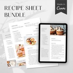 the recipe sheet bundle is displayed next to an ipad