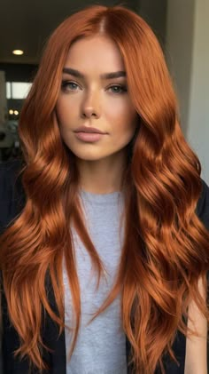 Inspo Pics Fall Hair Colors 2024 Copper Gallery. Copper Hair Hairstyles, Bold Copper Hair, Fall Hair Colours 2024, Cherry Crush Hair Color, Natural Red Balayage Hair, Rusty Red Hair, Medium Length Copper Hair, 100 Years Of Makeup, Warm Red Hair