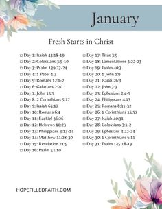 January Bible Reading Plan - Fresh Starts in Christ