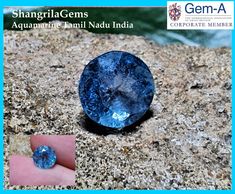 7.8mm 3.27ct Aquamarine round brilliant cut faceted gem Rich Blue unheated from Tamil Nadu India 7.8 round by 5.5mm deep Hessonite Garnet, Aquamarine Rings