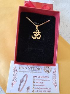 OM Pendant Necklace Gold Plated HNS Studio Canada Gold Pendant For Men Indian, Unique Gold Pendant For Men, Om Pendent, Manifestation List, Om Jewelry