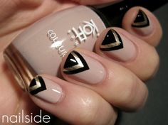 Art deco nails 1920s Nails, Do It Yourself Nails, Unghie Nail Art, Art Deco Nails, Nude Nail Designs, Her Nails, Nails Polish, Get Nails, I Love Nails