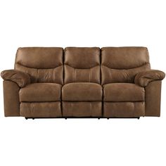 a brown reclining couch on a white background