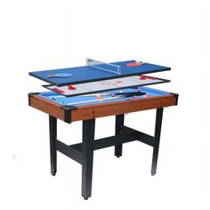 a ping pong table with two paddles on it