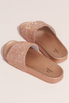 Rose Gold Shoes Heels, Gold Shoes Heels, Rose Gold Shoes, Bling Sandals, Metallic Flats, Cute Slippers, Fashion Slippers, Girly Shoes, Gold Shoes