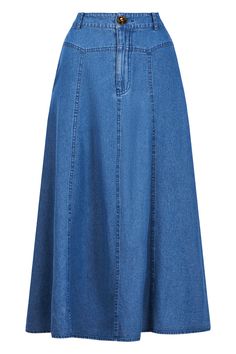 STYLE DETAILS: Refresh your denim lineup with the Playa Midi Skirt. This must-have skirt is poised to become your new favourite. In lightweight cotton denim, it offers an authentic denim vibe that's contemporary and comfortable. Sporting a half-elastic waist with a functional button and zip closure, it boasts a flattering A-line silhouette that's simply chic. Tuck in a tshirt and pair it with ballet flats for a stylish look perfect for your next weekend brunch outing. FEATURES: A-line Half elastic waist Button and zip closure Belt loops Inseam pockets Vertical panel stitch detail Midi-length 100% Cotton XS, S, M, L, XL Mid-rise Cotton Skirt In Medium Wash, Denim Lined Skirt In Dark Wash, Cotton Denim Skirt In Medium Wash For Work, Mid-rise Medium Wash Cotton Skirt, Medium Wash Cotton Denim Skirt For Work, Dark Wash Relaxed Midi Denim Skirt, Workwear Cotton Denim Skirt In Medium Wash, Relaxed Dark Wash Denim Midi Skirt, Dark Wash Relaxed Denim Midi Skirt