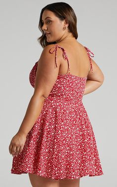 Summer Jam Dress In Red Floral Print | Showpo Cheap Playful Red Sundress, Cheap Summer Dresses By Forever 21, Red Sundress With Adjustable Straps For Spring, Red Sundress With Tie Straps For Summer, Cute Sundresses, Summer Jam, Sundress Summer, Red Floral Print, Grad Dresses