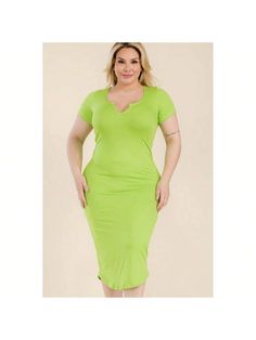 Introducing the Plus Size Bodycon Midi Dress-a stunning piece featuring a split neck style that effortlessly combines comfort and style for the modern woman.

Key Features:
1. Fabric: Immerse yourself in the soft and lightweight high-stretch jersey made from 92% Polyester and 8% Spandex, ensuring a comfortable and flattering fit.
2. Design: Embrace the elegance of the bodycon silhouette paired with a stylish split neck, adding a touch of sophistication to your ensemble.
3. Sizes: Available in 1X Casual Fitted V-neck Dress In Solid Color, Bodycon V-neck Midi Dress In Solid Color, V-neck Bodycon Midi Dress In Solid Color, Bodycon Midi Dress With V-neck In Solid Color, Spring V-neck Bodycon Dress, Casual Bodycon Dress In Elastane, Casual Solid Color Midi Dress In Elastane, Spring Solid V-neck Stretch Dress, Spring Solid Stretch V-neck Dress