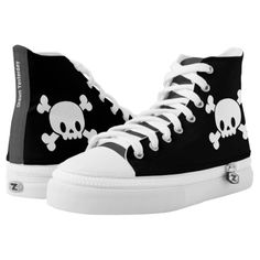 Skull and Crossbones Zipz High Top #zipz #tennisshoes #sneakers #athleticshoes #shoes #fashion #zazzle Emo Shoes, Alt Shoes, Emo Outfits, High Shoes, Swag Shoes, Skull And Crossbones, Alternative Outfits, Really Cute Outfits