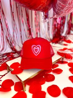 - they have adjustable strap on back of hat **the paper inside the mesh was used just to not get makeup on the hats during shooting** Red Trucker Hat, Drink Koozie, Dream Aesthetic, Sandal Platform, Candle Cup, White Dress Party, Candle Vase, Candle Smell, Platform Sandals Heels