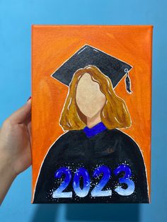 a painting of a woman's graduation cap and gown with the number 205 on it