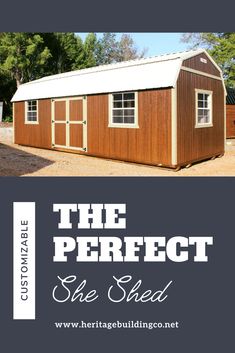 the perfect she shed with text overlay