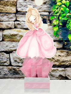 a paper cut out of a princess in pink dress sitting on top of a box