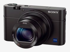 the sony digital camera is shown with its lens pointed at it's front and side