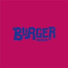 the word burger on a pink background