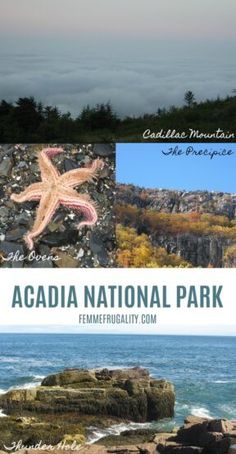 the acadia national park is featured in this postcard