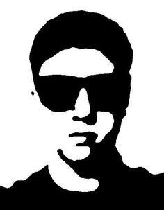 a black and white silhouette of a man wearing sunglasses with the word person written on it