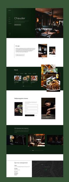 the website design is clean and modern, with dark green tones to it's content