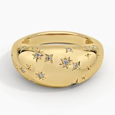 14K Yellow Gold Leo Zodiac Constellation Diamond Dome Ring Ring Style Guide, Constellation Ring, Tacori Engagement Rings, Here Be Dragons, Trending Engagement Rings, Ring Trends, Ring Inspo, Heart Engagement Rings, Dome Ring