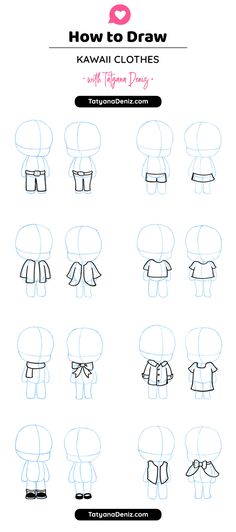 how to draw kawaii clothes step by step instructions for kids and beginners