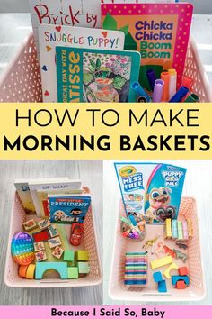 how to make a morning basket Toddler Morning Basket, Morning Baskets, Morning Basket, Homeschool Preschool Activities, Easy Toddler Activities, Toddler Homeschool, Morning Activities, Baby Play Activities