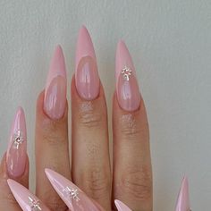 Pink And Pink Nails, Gel Nails Ideas Pink, Pink Nail Inspo Almond, Gel Art Nails, Pink Almond Acrylic Nails, Cute Pink Nail Designs, 13 Nails, Nail Art Acrylic, Cute Pink Nails