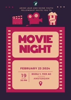 the movie night flyer is shown