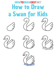 how to draw a swan for kids