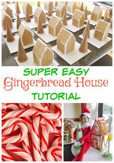 the gingerbread house is made with candy canes