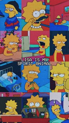 the simpsons characters are talking to each other in different scenes, with caption that reads, lisia is my spirit animal