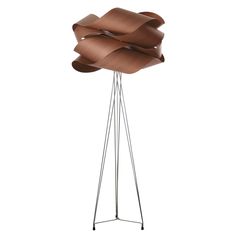 the floor lamp is made out of metal and has four petals on each side,