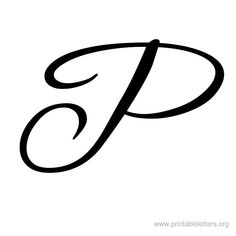 the letter p is shown in black and white, with an elegant font that appears to be