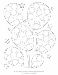 a drawing of three balloons with stars on them