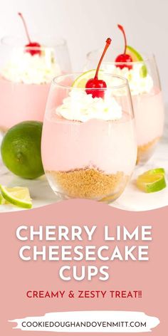 cherry lime cheesecake cups with text overlay