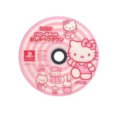 a pink hello kitty disc with various cartoon characters on it