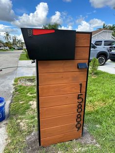 a mailbox that has been placed in the grass