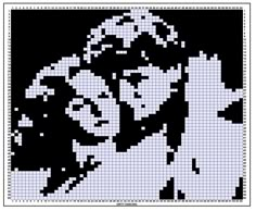 a black and white cross stitch pattern with an image of a woman