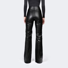 Our best-selling leather flood pant in a heavyweight structured leather +details Heavyweight spandex backed stretch roxy lambskin leather Exposed front zip closure Exposed front zip available in silver, gunmetal, or black oxide (pictured here in black oxide) Fitted at hips, full straight leg Bonded Hem +size/fit Fits small, take size up Model wears size S Size Chart below indicates flat-lay garment measurements As this leather is spandex-backed, allow for up to 1" growth for all flat-lay width m Custom Leather Jackets, Back Stretches, Leather Lounge, Lambskin Leather, Roxy, Custom Leather, Fashion Games, Leather Pants, Straight Leg