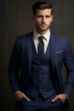 Dark Blue Tuxedo For Men, Marine Blue Suit Men Wedding, Tuxedo For Men Navy Blue, Men's Wedding Suits Blue Navy, Dark Blue Three Piece Suit Men, Groom Style Navy Suit, Navy Blue 3 Piece Suit Men Wedding, Dark Blue Suit Men Wedding Groom, Dark Blue Tuxedo Wedding Groom