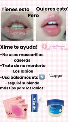 Como tener labios hidratados! Tiktok:@.__strawberryx.__ Glow Up, Belleza Natural, Snacks, Makeup, Beauty, Make Up